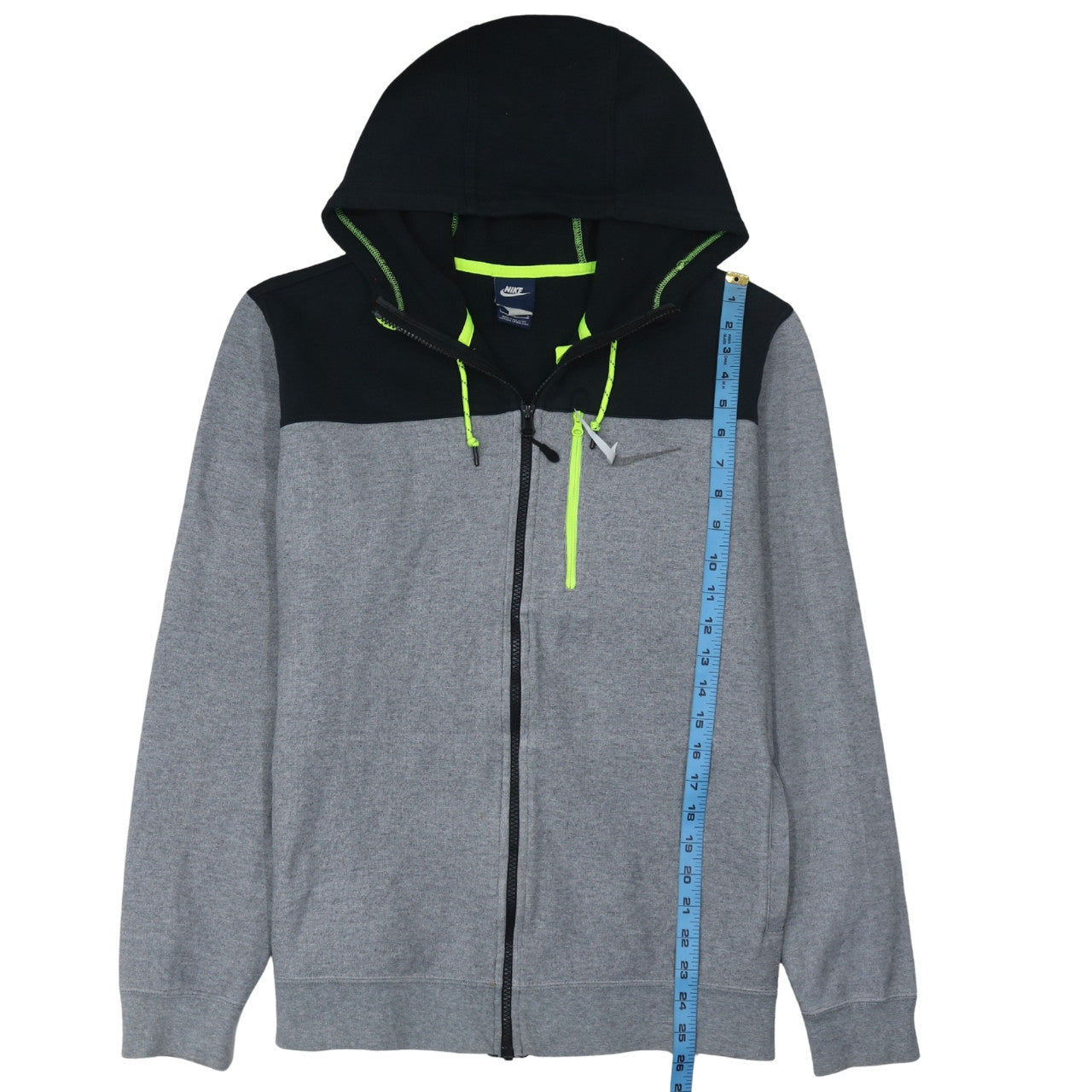 Nike Men's Grey Full Zip Hoodie L Hooded Sweatshirt Cotton Blend