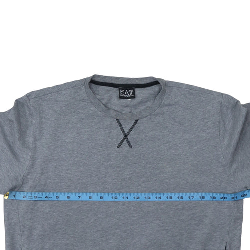 Emporio Armani EA7 Men's Grey XL Crew Neck Cotton Pullover Sweatshirt