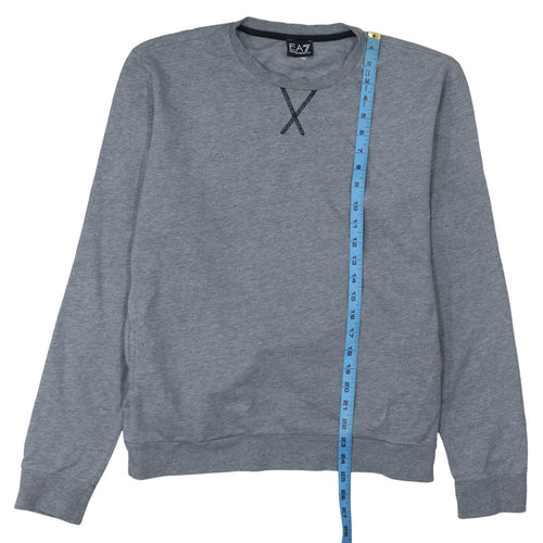 Emporio Armani EA7 Men's Grey XL Crew Neck Cotton Pullover Sweatshirt