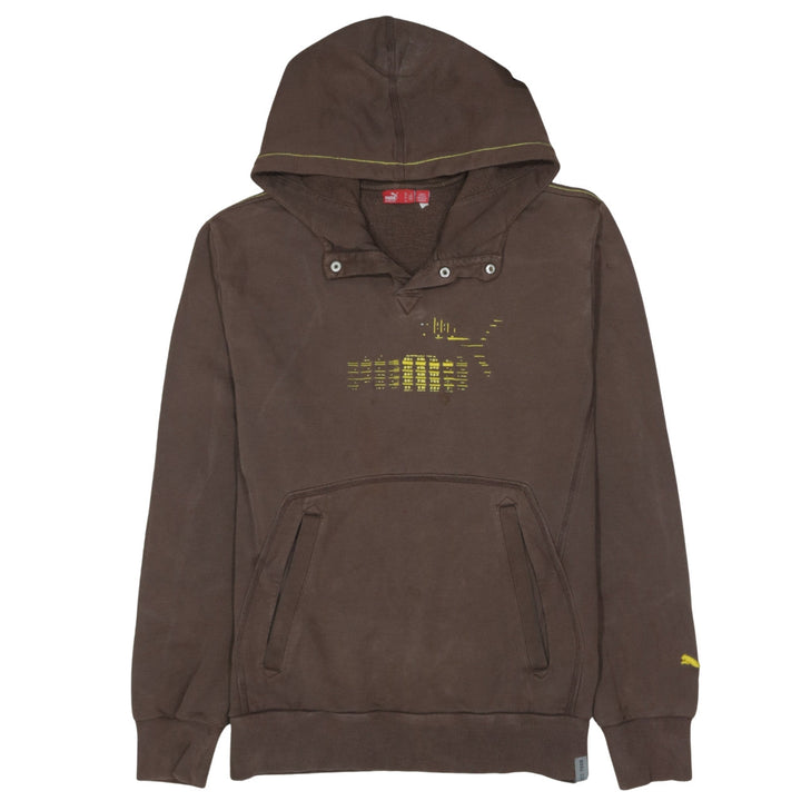 Puma Men’s Brown Pullover Hoodie L Fleece Graphic Print Sportswear