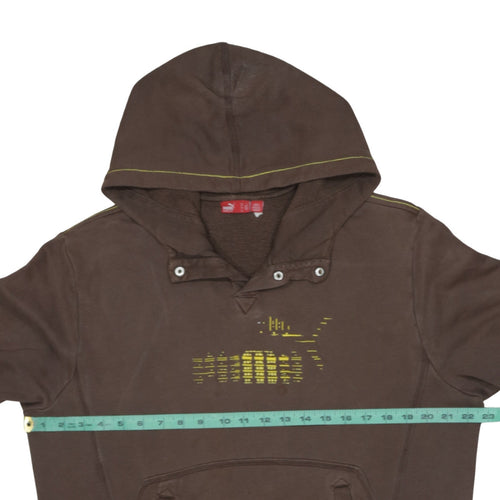 Puma Men’s Brown Pullover Hoodie L Fleece Graphic Print Sportswear