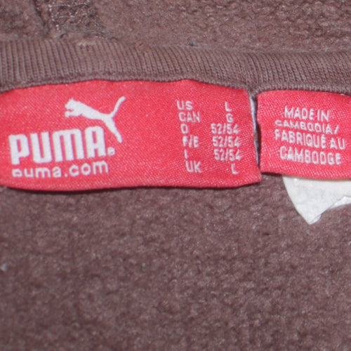 Puma Men’s Brown Pullover Hoodie L Fleece Graphic Print Sportswear