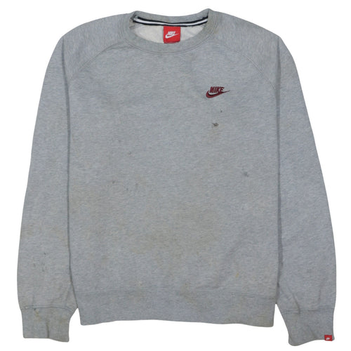 Nike Men's Grey Crew Neck Pullover Sweatshirt M Fleece Logo