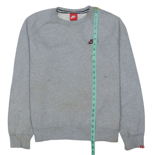 Nike Men's Grey Crew Neck Pullover Sweatshirt M Fleece Logo