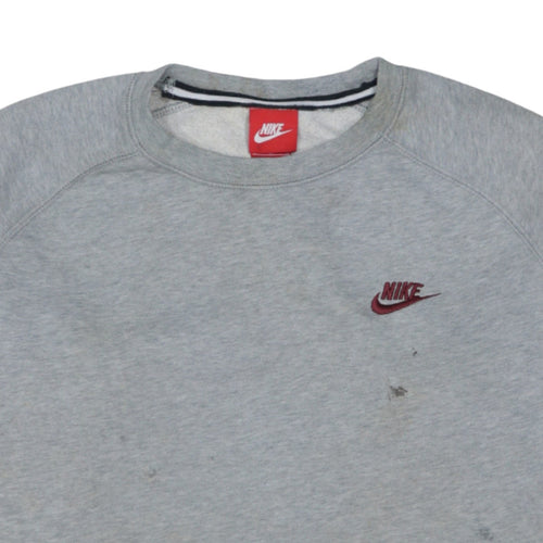 Nike Men's Grey Crew Neck Pullover Sweatshirt M Fleece Logo