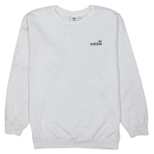 Adidas Womens White Crew Neck Pullover Sweatshirt Size 14