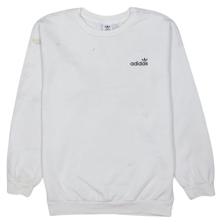 Adidas Womens White Crew Neck Pullover Sweatshirt Size 14
