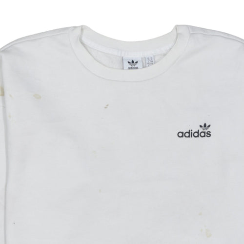 Adidas Womens White Crew Neck Pullover Sweatshirt Size 14