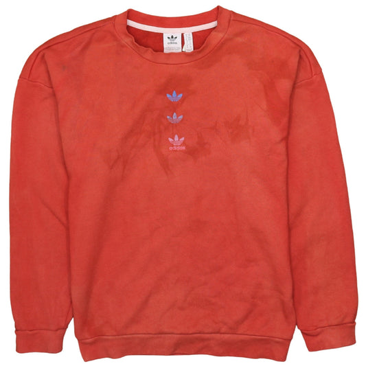 Adidas Women Red Crew Neck Pullover Sweatshirt XS Logo Print