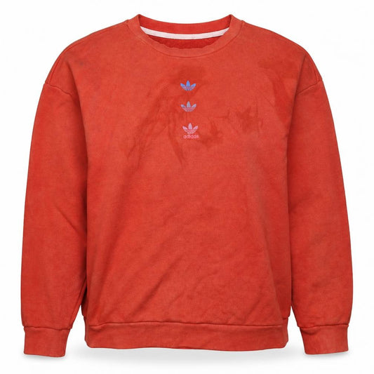 Front view of Adidas Women Red Crew Neck Pullover Sweatshirt XS Logo Print