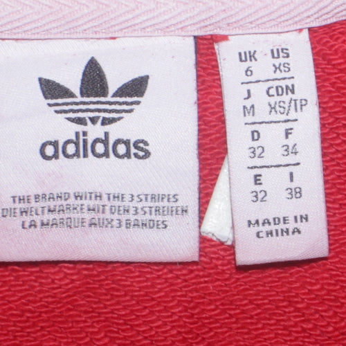 Adidas Women Red Crew Neck Pullover Sweatshirt XS Logo Print