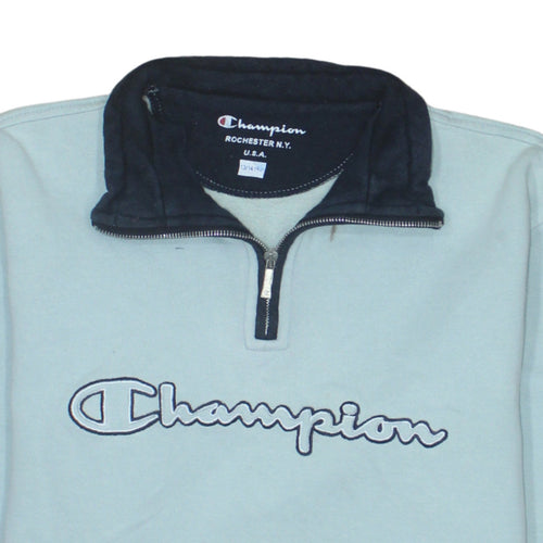 Champion Boys Blue 1/4 Zip Logo Fleece Sweatshirt 13-14 Years