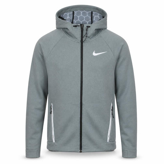 Front view of Nike Men’s Green Dri-FIT Full Zip Hoodie S Athletic Fit