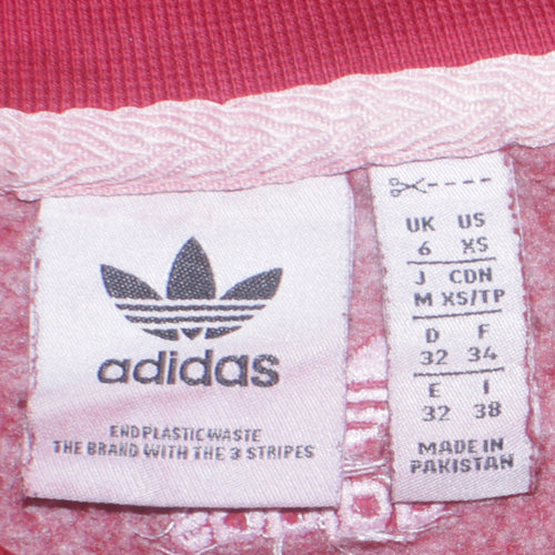 Adidas Womens Red Crew Neck Pullover Sweatshirt XS Logo Print