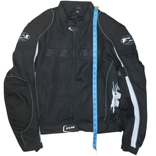 FLM Men's Black M Motorcycle Jacket Polyamide Mesh Lined Size M 38in