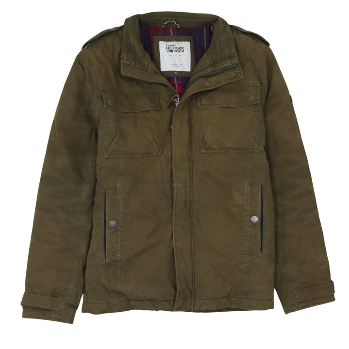Tommy Hilfiger Men’s Green Military Jacket XL Full Zip Cotton