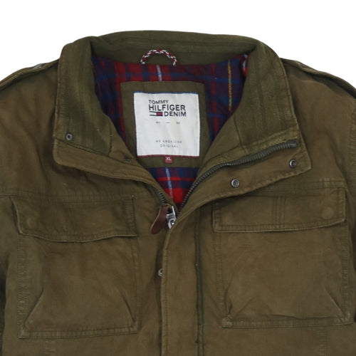 Tommy Hilfiger Men’s Green Military Jacket XL Full Zip Cotton
