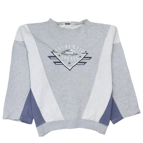 Puma Mens Grey XL Vintage Pullover Sweatshirt Graphic Print