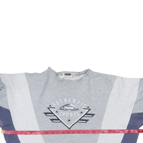 Puma Mens Grey XL Vintage Pullover Sweatshirt Graphic Print