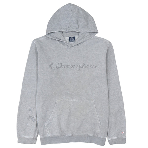 Champion Mens Grey XL Pullover Hoodie Embroidered Logo Sweatshirt