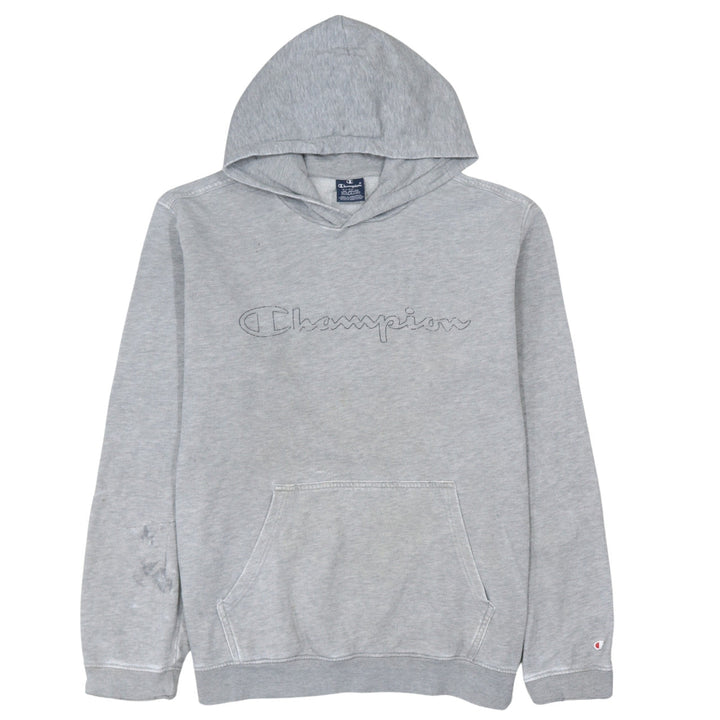 Champion Mens Grey XL Pullover Hoodie Embroidered Logo Sweatshirt