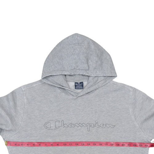 Champion Mens Grey XL Pullover Hoodie Embroidered Logo Sweatshirt