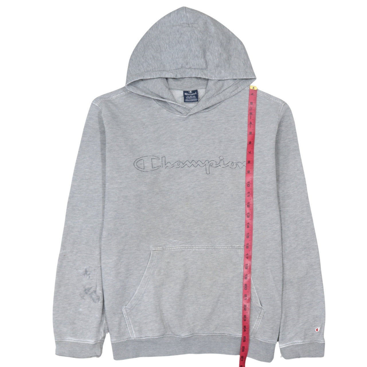 Champion Mens Grey XL Pullover Hoodie Embroidered Logo Sweatshirt