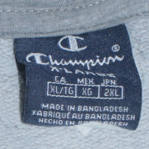 Champion Mens Grey XL Pullover Hoodie Embroidered Logo Sweatshirt