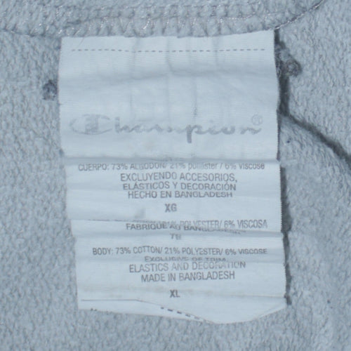 Champion Mens Grey XL Pullover Hoodie Embroidered Logo Sweatshirt