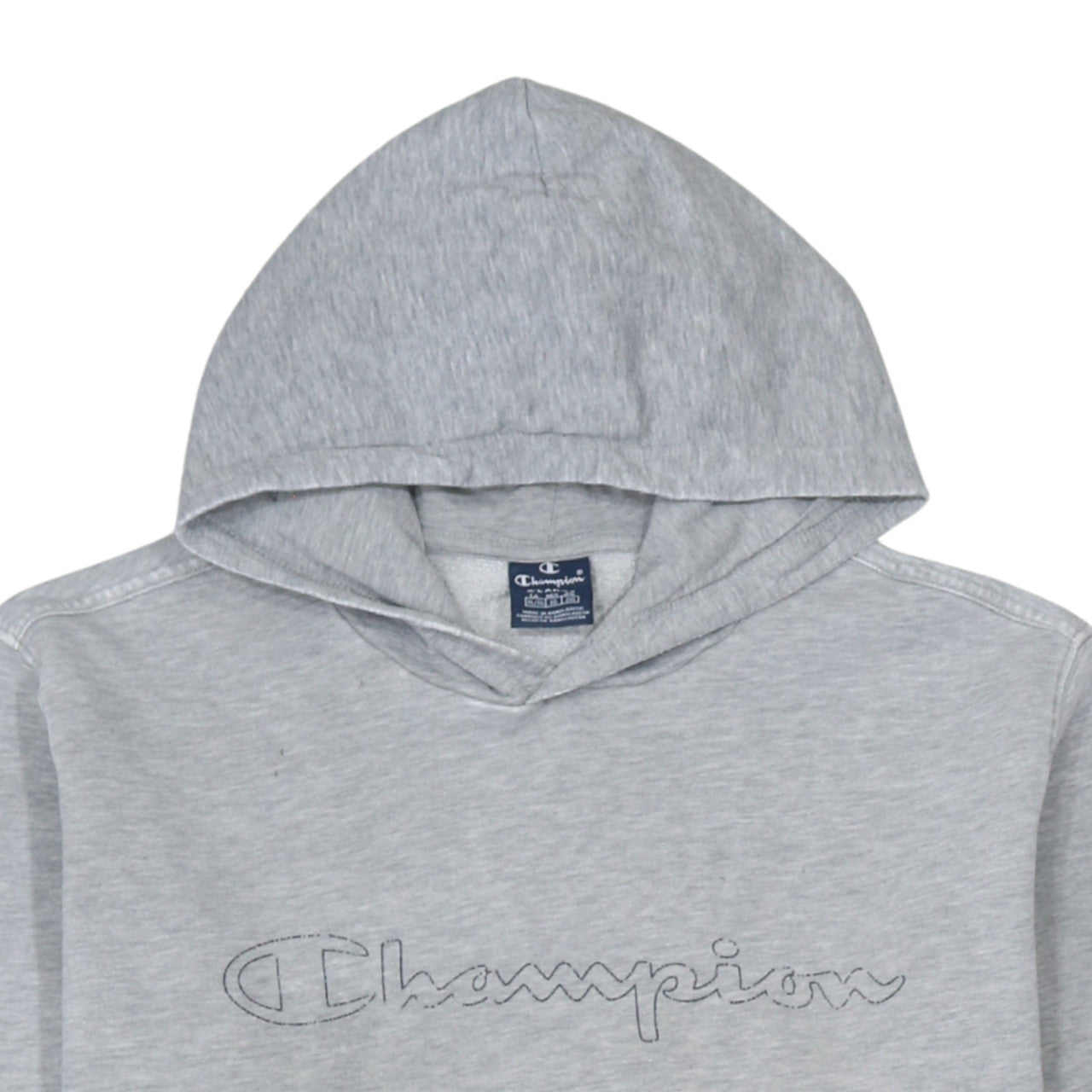 Champion Mens Grey XL Pullover Hoodie Embroidered Logo Sweatshirt