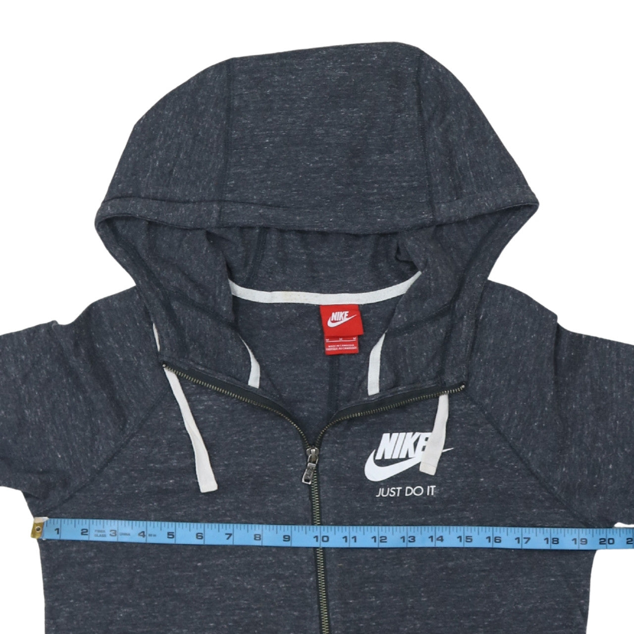 Nike Women's Grey Full Zip Hoodie M Cotton Blend Just Do It Logo