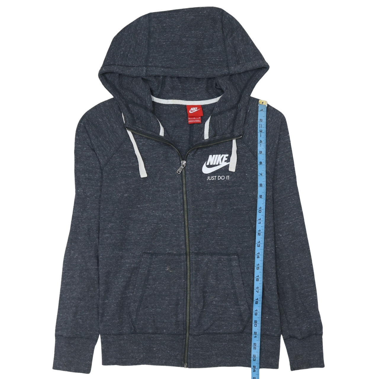 Nike Women's Grey Full Zip Hoodie M Cotton Blend Just Do It Logo