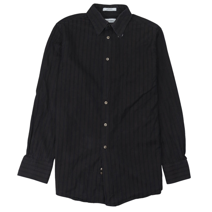 Calvin Klein Men's Black Slim Fit Long Sleeve Striped Button-Up Shirt Size S