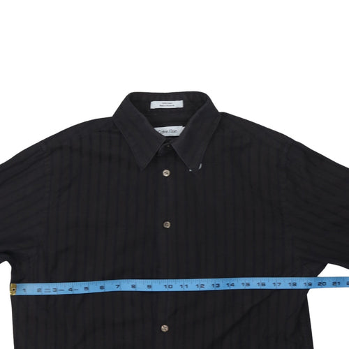 Calvin Klein Men's Black Slim Fit Long Sleeve Striped Button-Up Shirt Size S