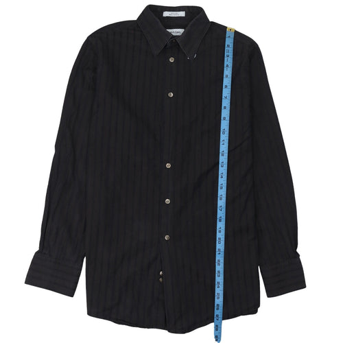 Calvin Klein Men's Black Slim Fit Long Sleeve Striped Button-Up Shirt Size S