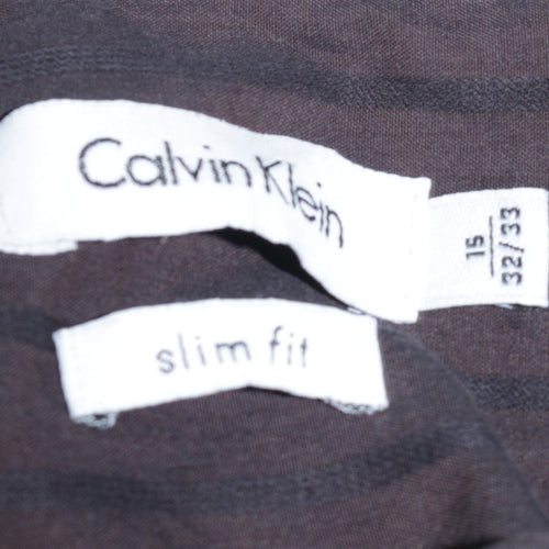 Calvin Klein Men's Black Slim Fit Long Sleeve Striped Button-Up Shirt Size S