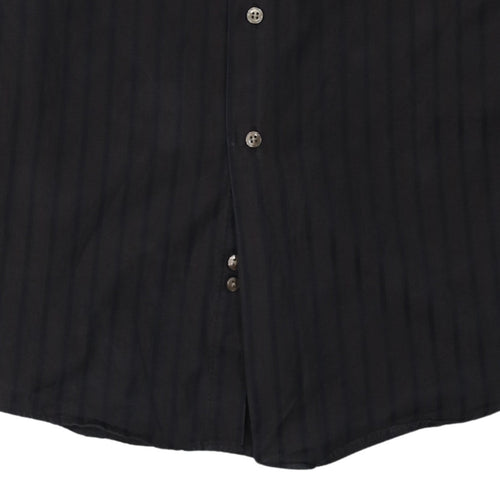Calvin Klein Men's Black Slim Fit Long Sleeve Striped Button-Up Shirt Size S