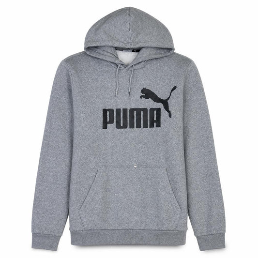 Front view of Puma men’s grey xl pullover hoodie graphic sportswear