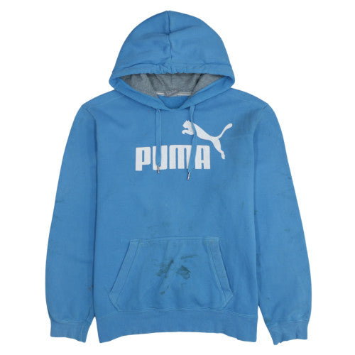 Puma Men Blue Pullover Hoodie XL Sports Fleece Logo Sweatshirt