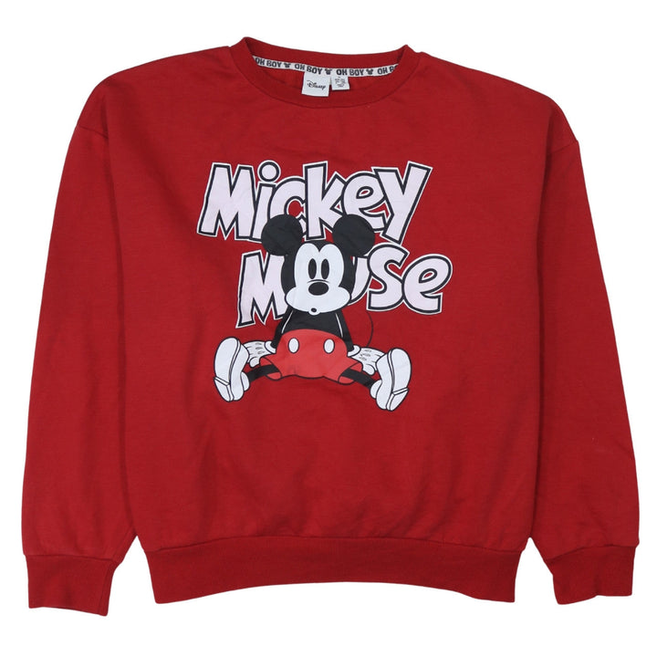 Disney Women Red Mickey Mouse Pullover Sweatshirt XL