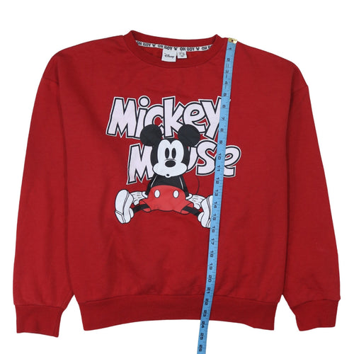 Disney Women Red Mickey Mouse Pullover Sweatshirt XL