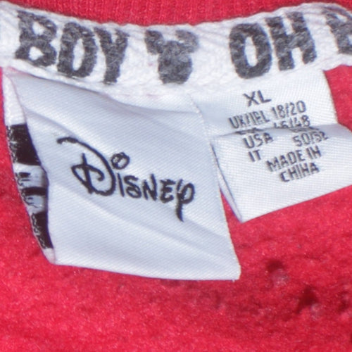 Disney Women Red Mickey Mouse Pullover Sweatshirt XL