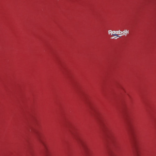 Reebok Men's Red Crew Neck Fleece Sweatshirt L Pullover Vintage Sportswear