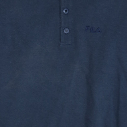 Fila Men’s Blue Long Sleeve Polo Shirt L Vintage Sportswear
