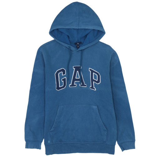 GAP Men's Blue Pullover Hoodie Small Embroidered Logo Fleece