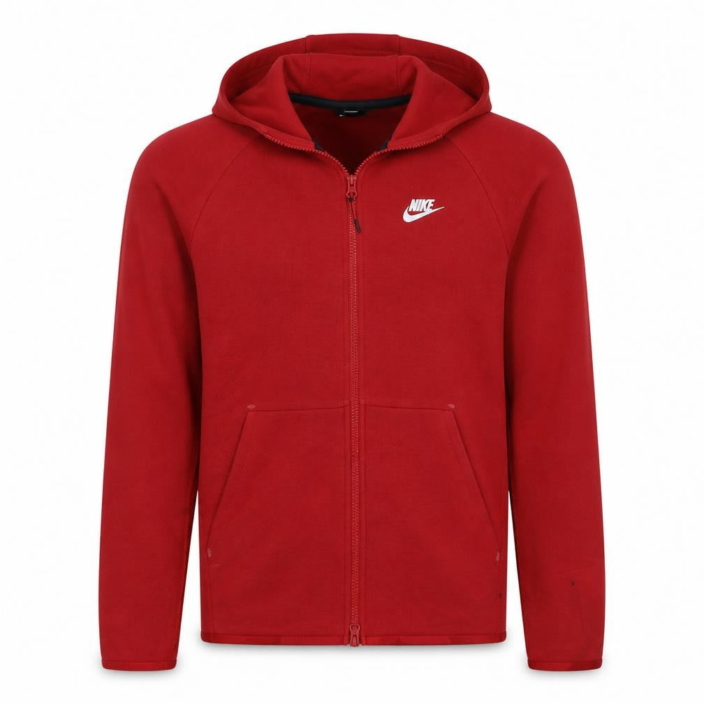 Front view of Nike Men's Red Full Zip Hoodie, size S, Regular Fit