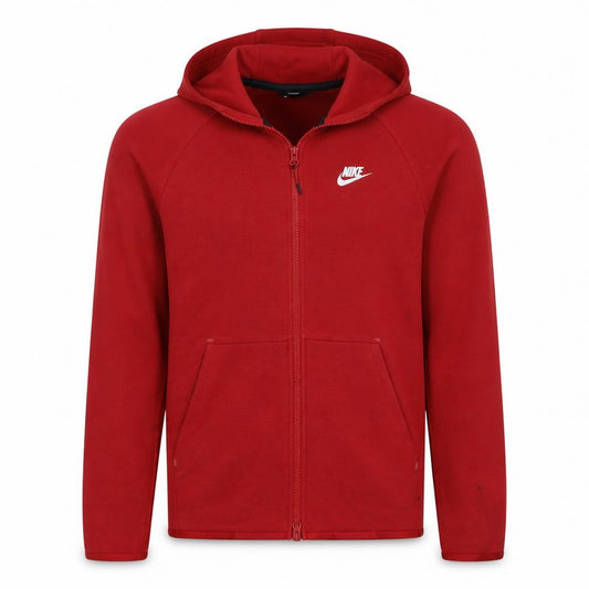 Front view of Nike Men's Red Full Zip Hoodie, size S, Regular Fit