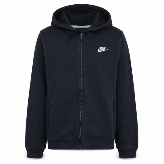 Front view of Nike Men's Black Full Zip Hoodie L Regular Fit Fleece Sweatshirt