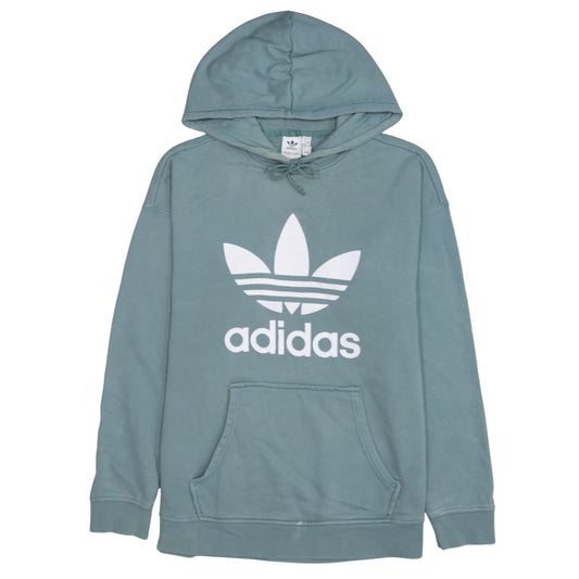 Adidas Women’s Green Hooded Pullover Sweatshirt UK 16 Trefoil Logo
