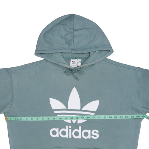 Adidas Women’s Green Hooded Pullover Sweatshirt UK 16 Trefoil Logo